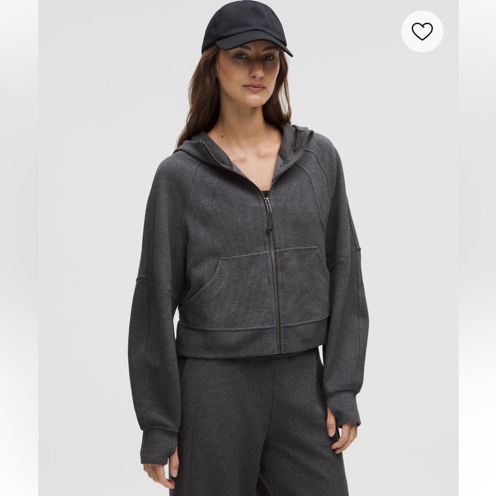 Auth.✅ Lululemon Scuba Waffle Full Zip Hoodie in “Graphite Grey” Size M/L🩶 - Picture 10 of 10